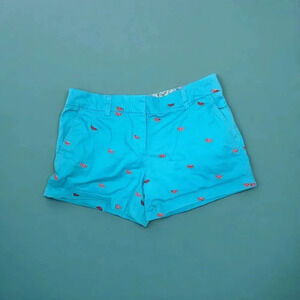 Cambridge Dry Goods Women's 2 Chino Shorts Blue Embroidered Watermelon Design